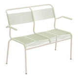 Schaffner Säntis Banc Spaghetti 2 places avec accoudoirs – Vert Pastel 64 / Sable Pastel 15