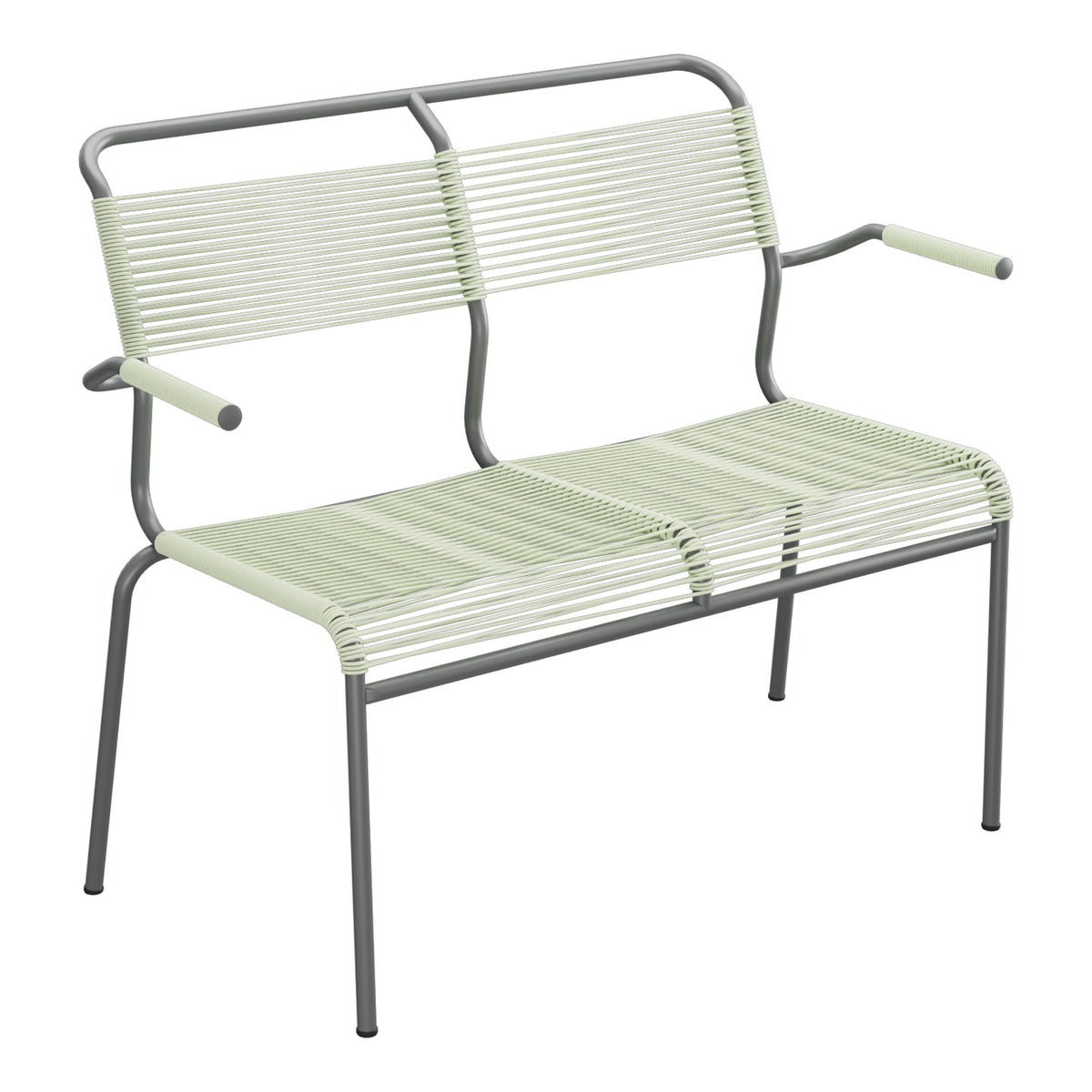 Schaffner Säntis Banc Spaghetti 2 places avec accoudoirs – Vert Pastel 64 / Graphite 73