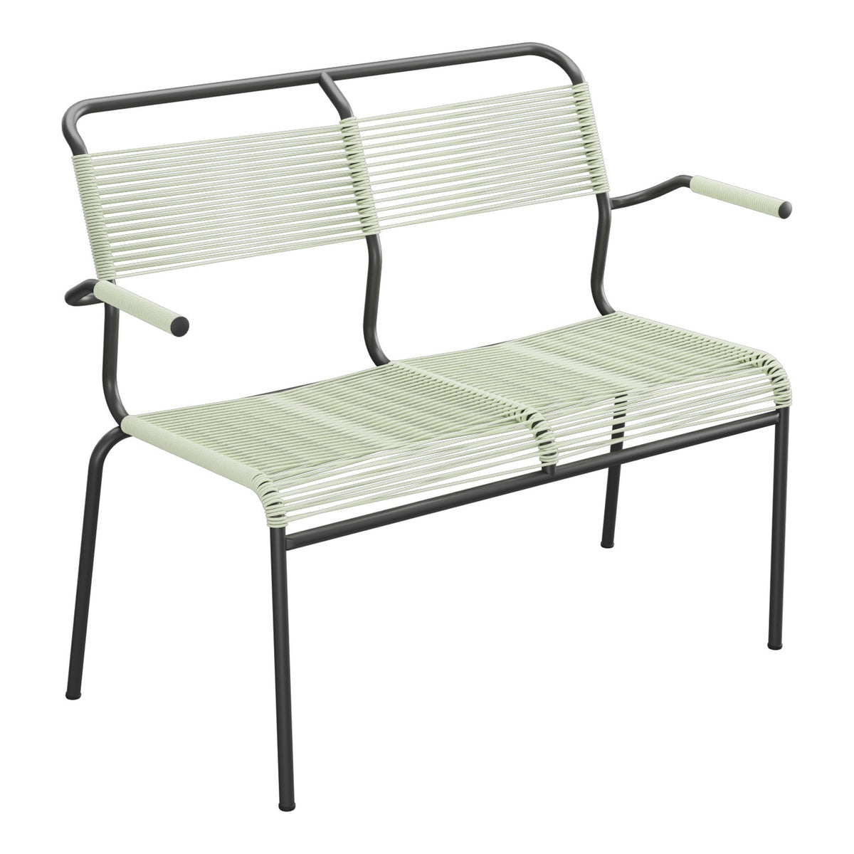 Schaffner Säntis Banc Spaghetti 2 places avec accoudoirs – Vert Pastel 64 / Anthracite 77