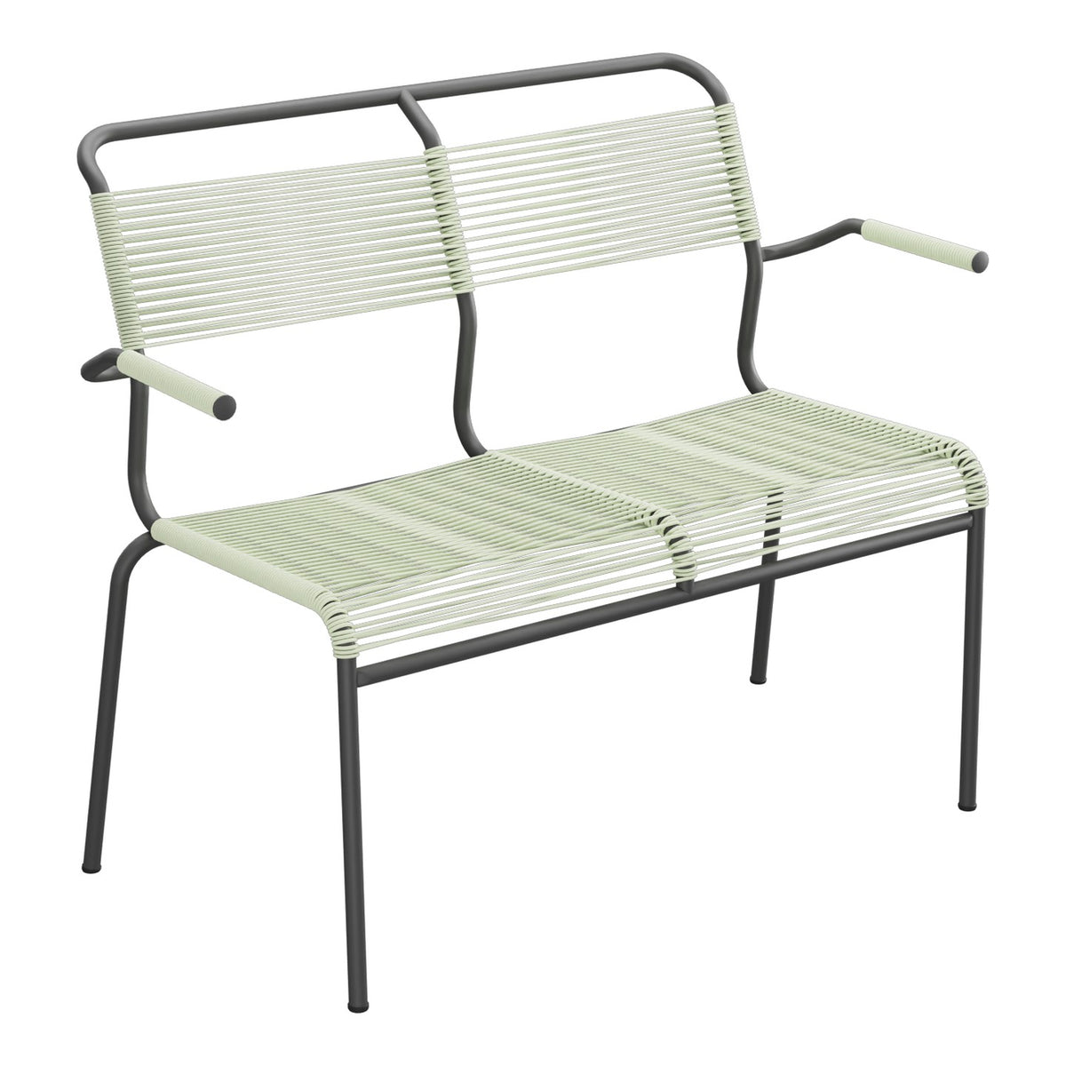 Schaffner Säntis Banc Spaghetti 2 places avec accoudoirs – Vert Pastel 64 / Noir 91