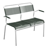 Schaffner Säntis Banc Spaghetti 2 places avec accoudoirs – Vert Sapin 66 / Galvanisé à chaud 02