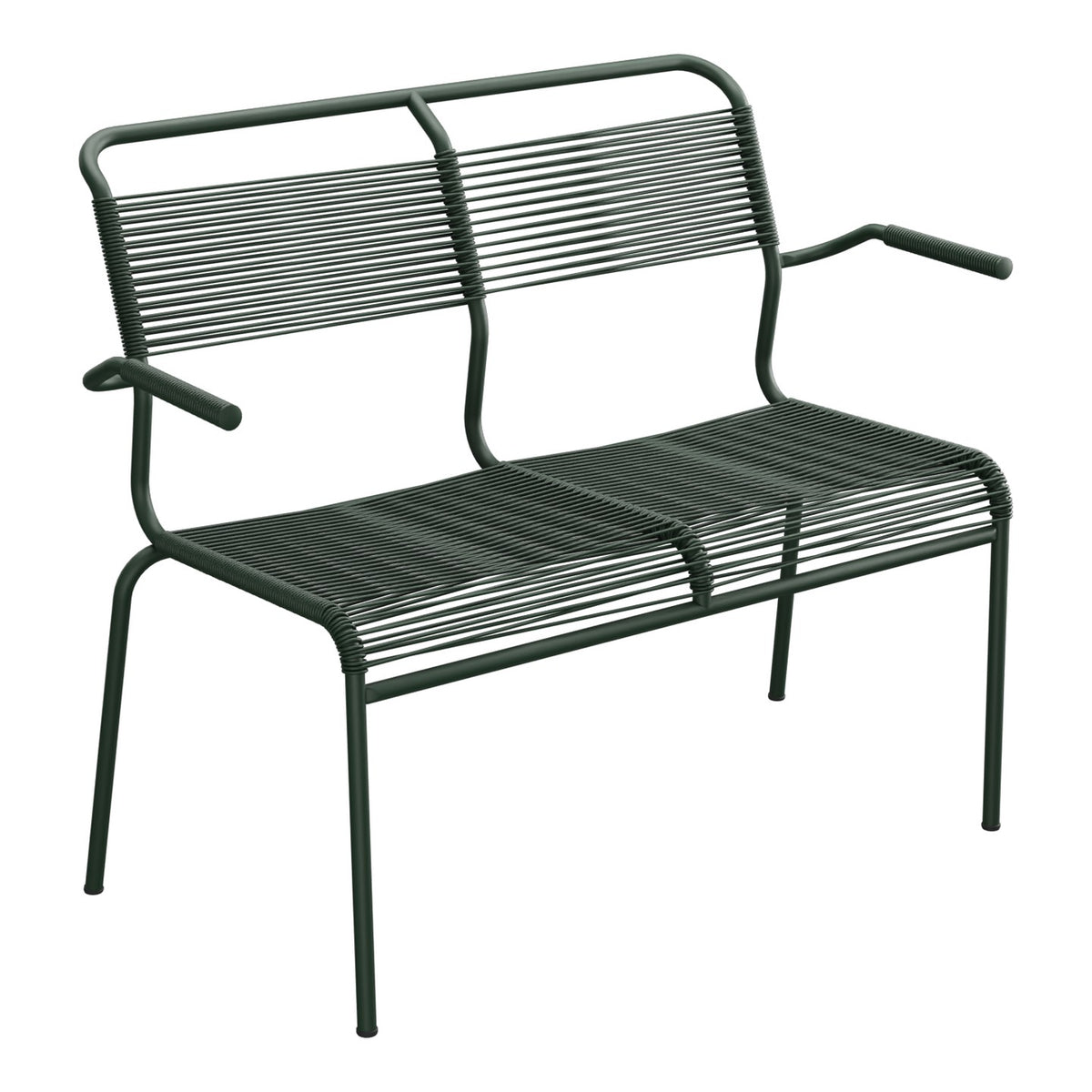 Schaffner Säntis Banc Spaghetti 2 places avec accoudoirs – Vert Sapin 66 / Vert Sapin 66
