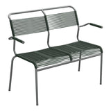 Schaffner Säntis Banc Spaghetti 2 places avec accoudoirs – Vert Sapin 66 / Graphite 73
