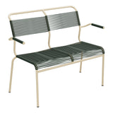 Schaffner Säntis Banc Spaghetti 2 places avec accoudoirs – Vert Sapin 66 / Marron Pastel 83