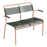 Schaffner Säntis Banc Spaghetti 2 places avec accoudoirs – Vert Sapin 66 / Terracotta 84