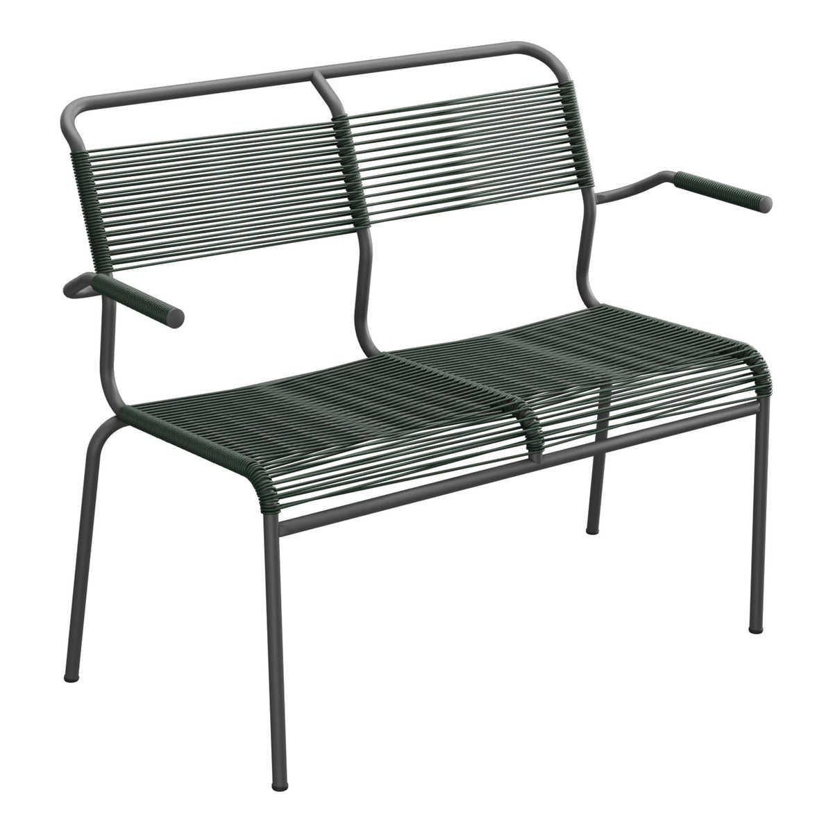 Schaffner Säntis Banc Spaghetti 2 places avec accoudoirs – Vert Sapin 66 / Noir 91