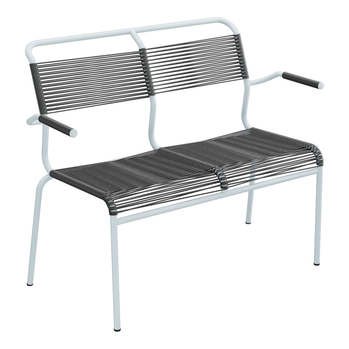 Schaffner Säntis Banc Spaghetti 2 places avec accoudoirs – Anthracite 77 / Bleu Pastel 51