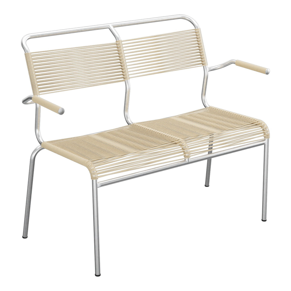 Schaffner Säntis Banc Spaghetti 2 places avec accoudoirs – Marron Pastel 83 / Galvanisé à chaud 02