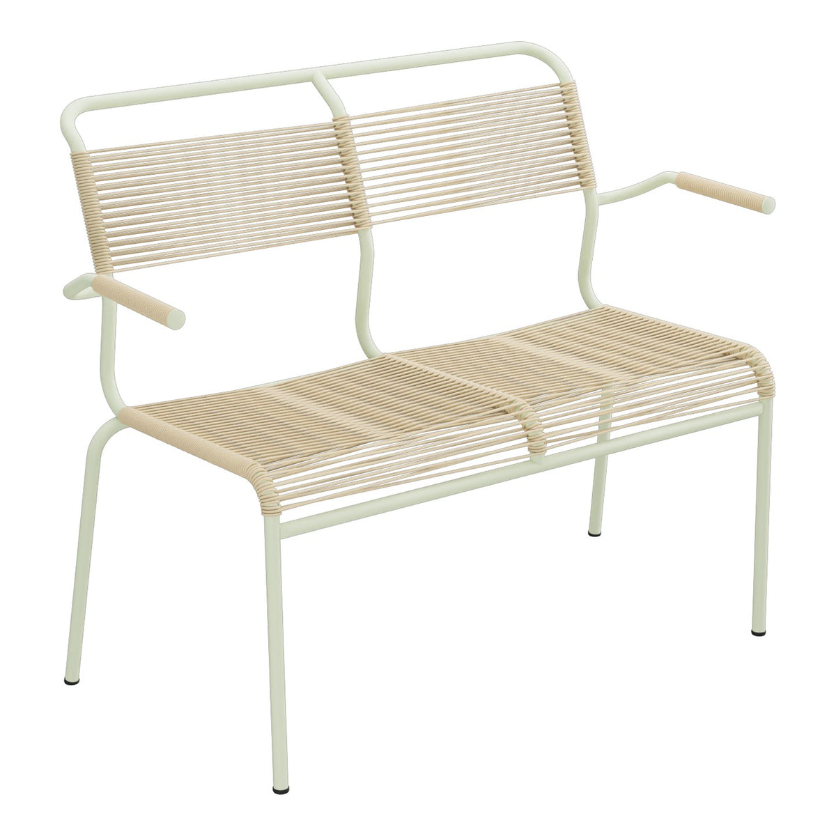 Schaffner Säntis Banc Spaghetti 2 places avec accoudoirs – Marron Pastel 83 / Vert Pastel 64