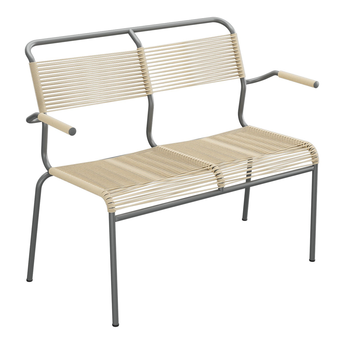 Schaffner Säntis Banc Spaghetti 2 places avec accoudoirs – Marron Pastel 83 / Graphite 73