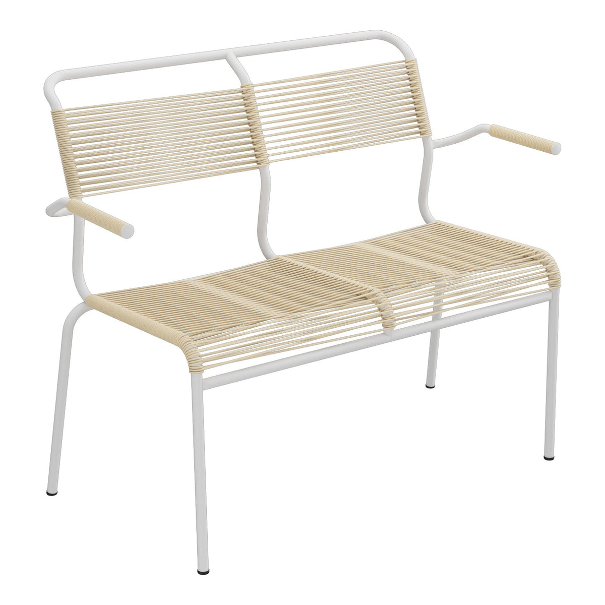 Schaffner Säntis Banc Spaghetti 2 places avec accoudoirs – Marron Pastel 83 / Gris Argent 78