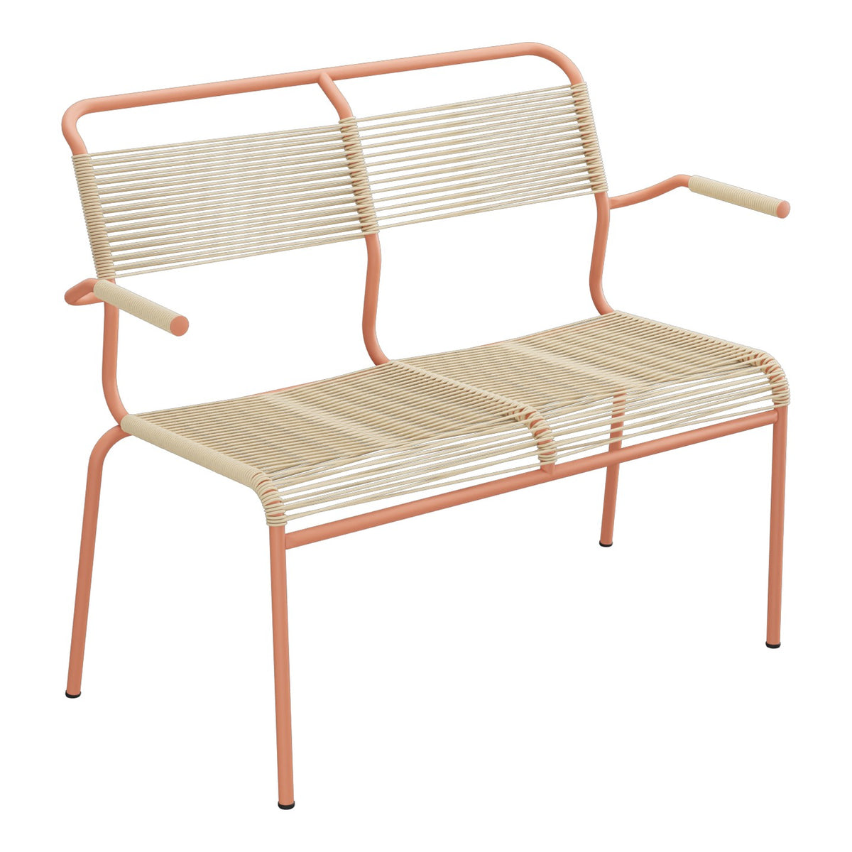 Schaffner Säntis Banc Spaghetti 2 places avec accoudoirs – Marron Pastel 83 / Terracotta 84