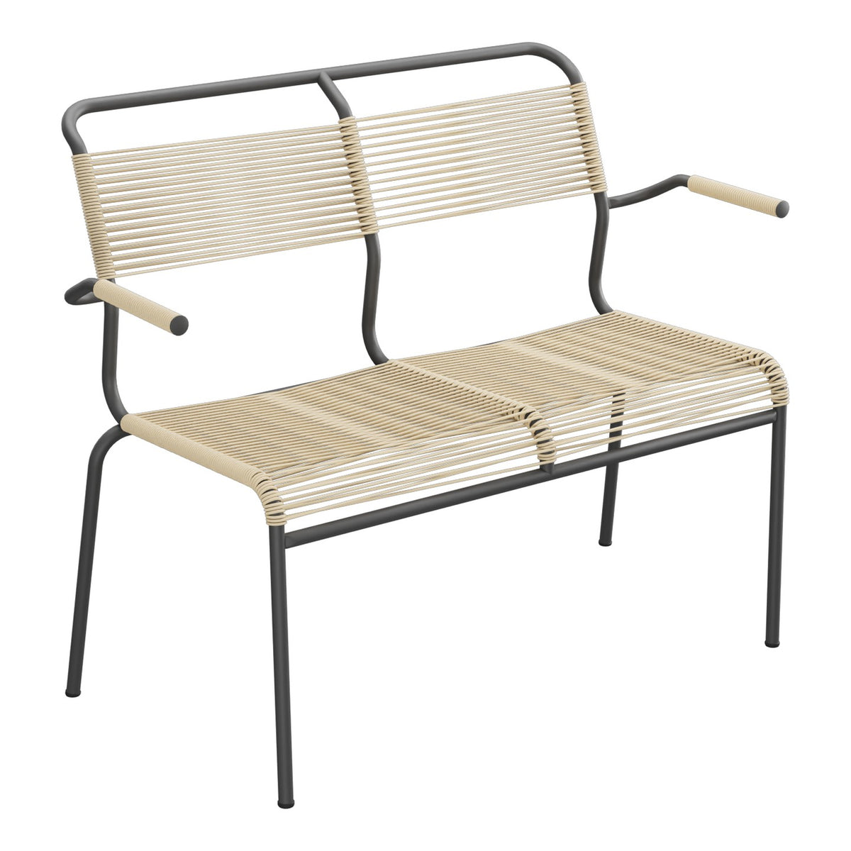 Schaffner Säntis Banc Spaghetti 2 places avec accoudoirs – Marron Pastel 83 / Noir 91