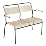 Schaffner Säntis Banc Spaghetti 2 places avec accoudoirs – Marron Pastel 83 / Noir 91