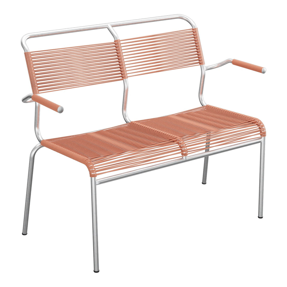 Schaffner Säntis Banc Spaghetti 2 places avec accoudoirs – Terracotta 84 / Galvanisé à chaud 02