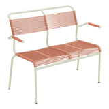Schaffner Säntis Banc Spaghetti 2 places avec accoudoirs – Terracotta 84 / Vert Pastel 64