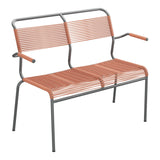 Schaffner Säntis Banc Spaghetti 2 places avec accoudoirs – Terracotta 84 / Graphite 73