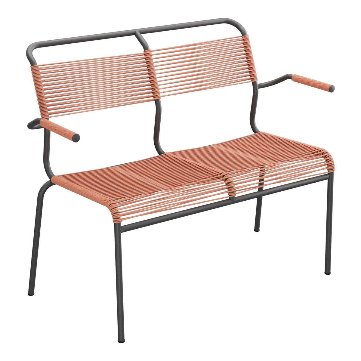 Schaffner Säntis Banc Spaghetti 2 places avec accoudoirs – Terracotta 84 / Noir 91