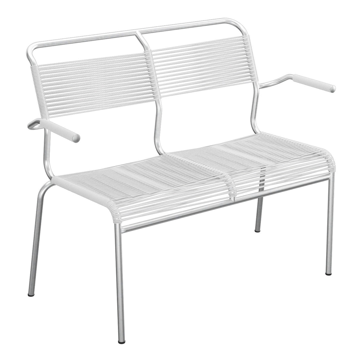 Schaffner Säntis Banc Spaghetti 2 places avec accoudoirs – Blanc 90 / Galvanisé à chaud 02