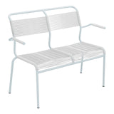 Schaffner Säntis Banc Spaghetti 2 places avec accoudoirs – Blanc 90 / Bleu Pastel 51