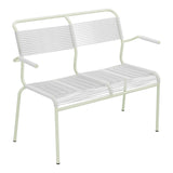 Schaffner Säntis Banc Spaghetti 2 places avec accoudoirs – Blanc 90 / Vert Pastel 64