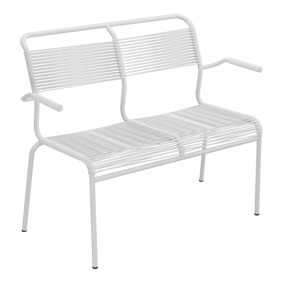 Schaffner Säntis Banc Spaghetti 2 places avec accoudoirs – Blanc 90 / Gris Argent 78