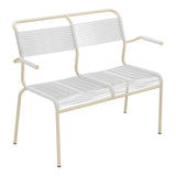 Schaffner Säntis Banc Spaghetti 2 places avec accoudoirs – Blanc 90 / Marron Pastel 83