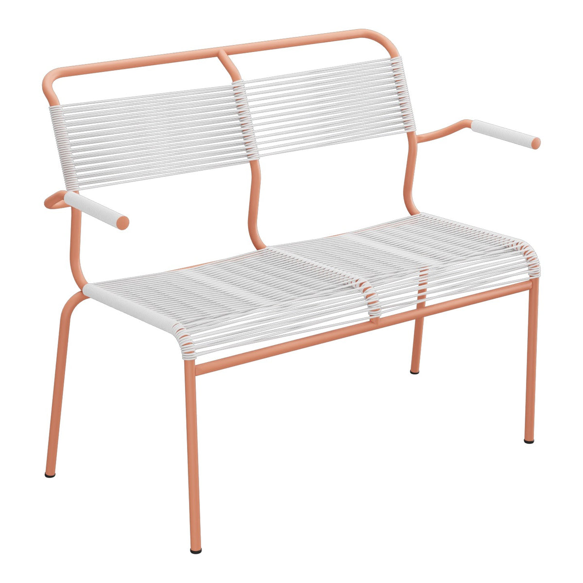 Schaffner Säntis Banc Spaghetti 2 places avec accoudoirs – Blanc 90 / Terracotta 84