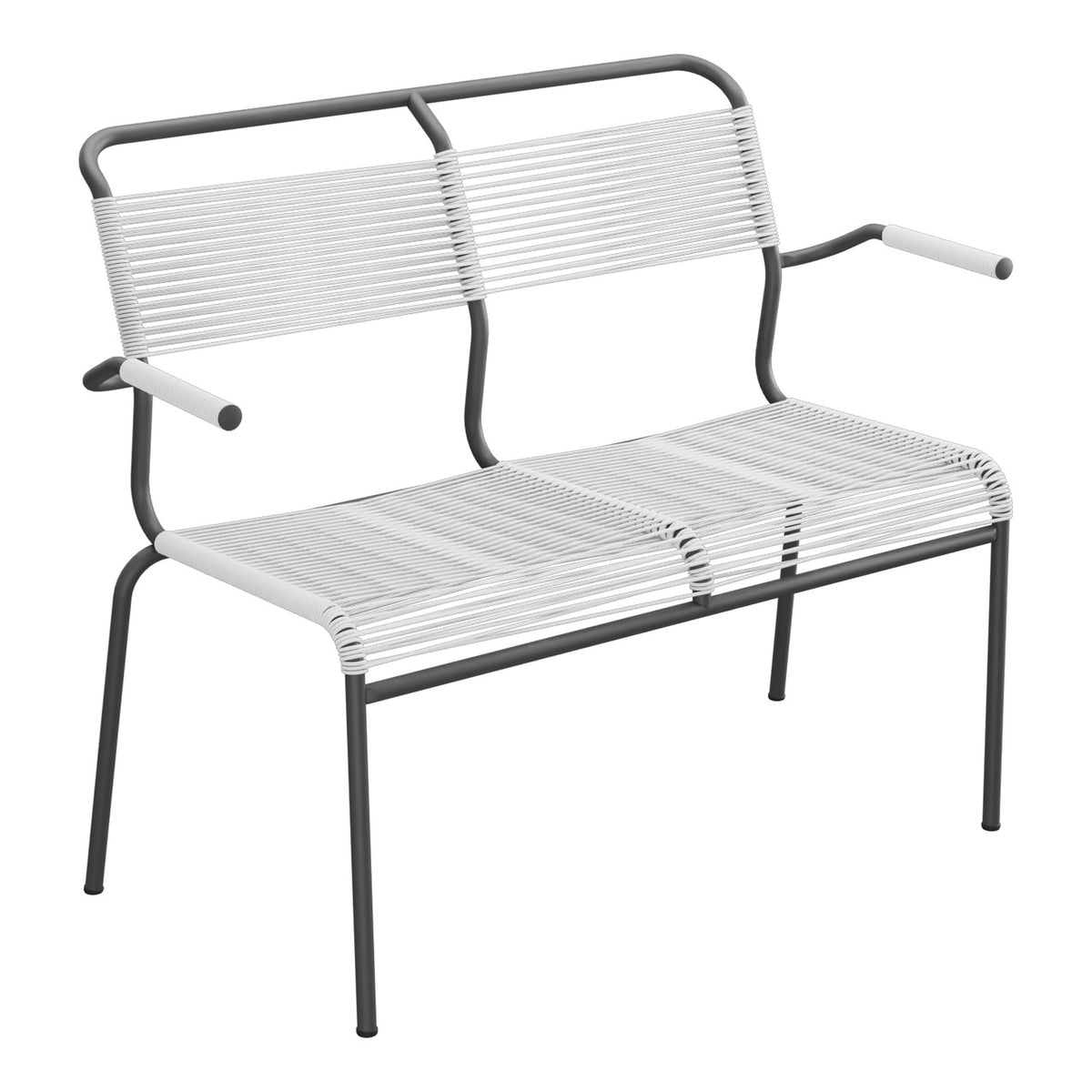 Schaffner Säntis Banc Spaghetti 2 places avec accoudoirs – Blanc 90 / Noir 91