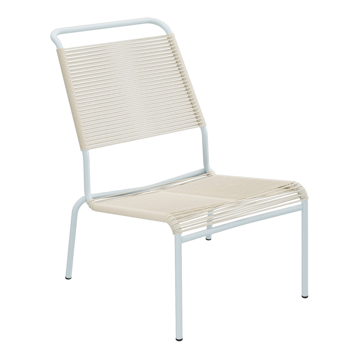 Schaffner Säntis Chaise basse Haut dossier Spaghetti – Sable Pastel 15 / Bleu Pastel 51