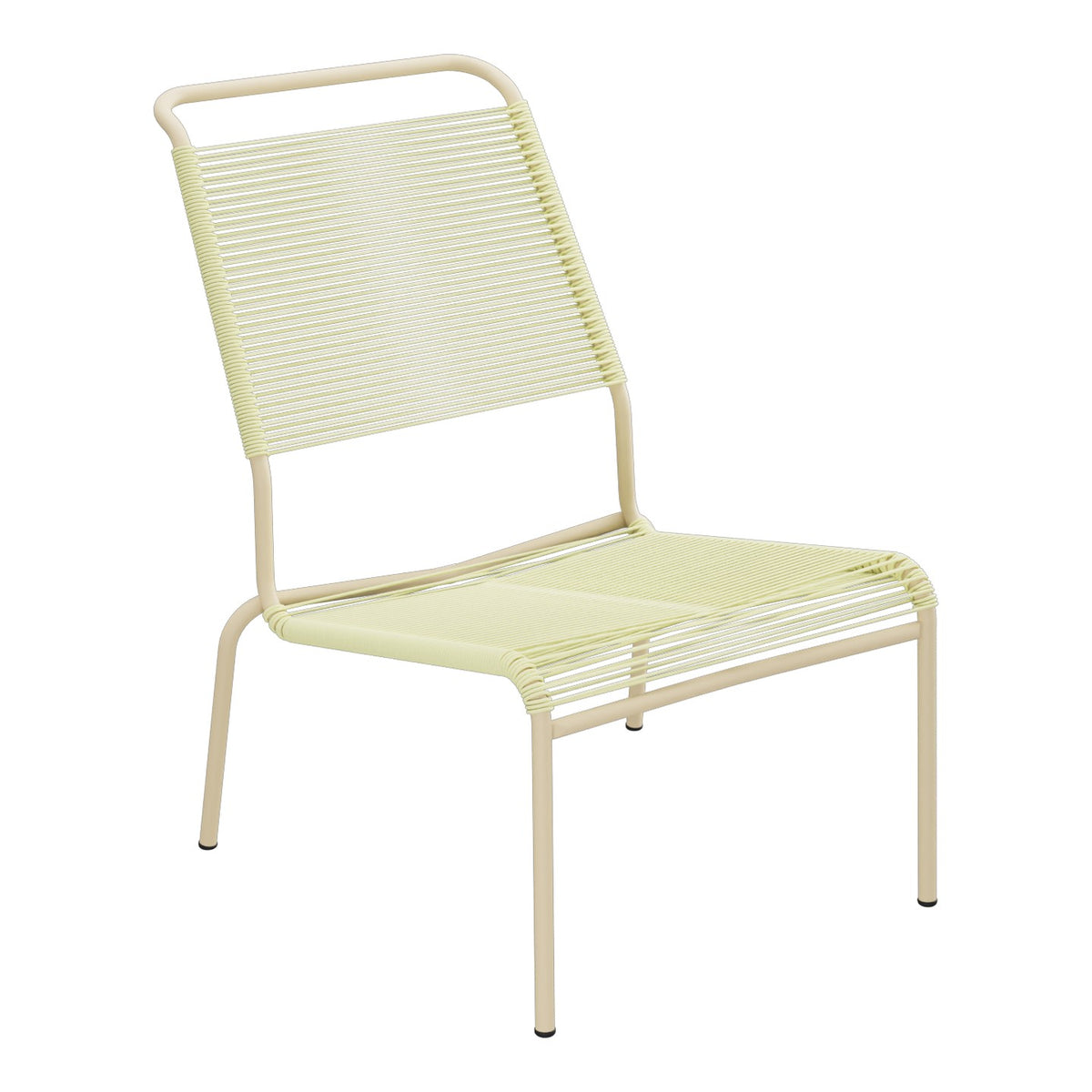 Schaffner Säntis Chaise basse Haut dossier Spaghetti – Jaune Buis 18 / Marron Pastel 83