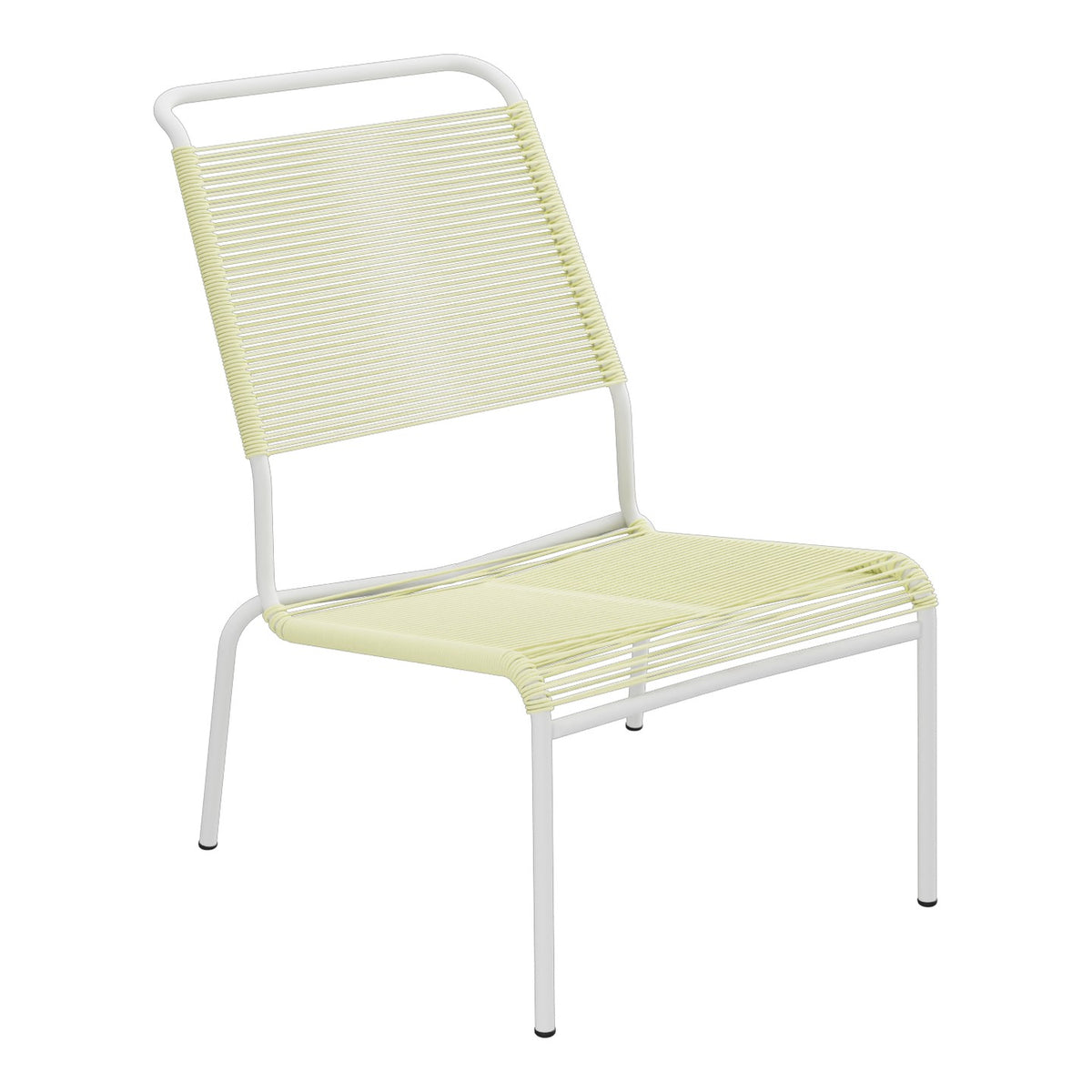 Schaffner Säntis Chaise basse Haut dossier Spaghetti – Jaune Buis 18 / Blanc 90