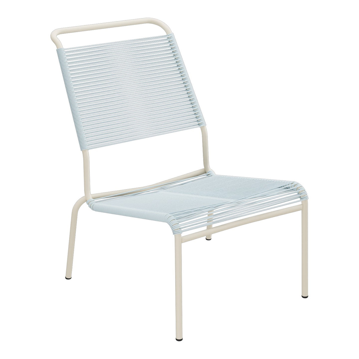 Schaffner Säntis Chaise basse Haut dossier Spaghetti – Bleu Pastel 51 / Sable Pastel 15