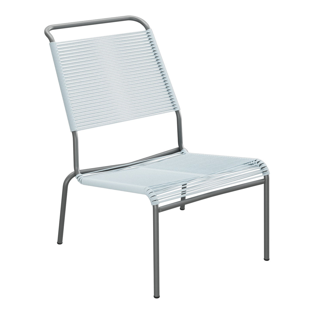 Schaffner Säntis Chaise basse Haut dossier Spaghetti – Bleu Pastel 51 / Graphite 73