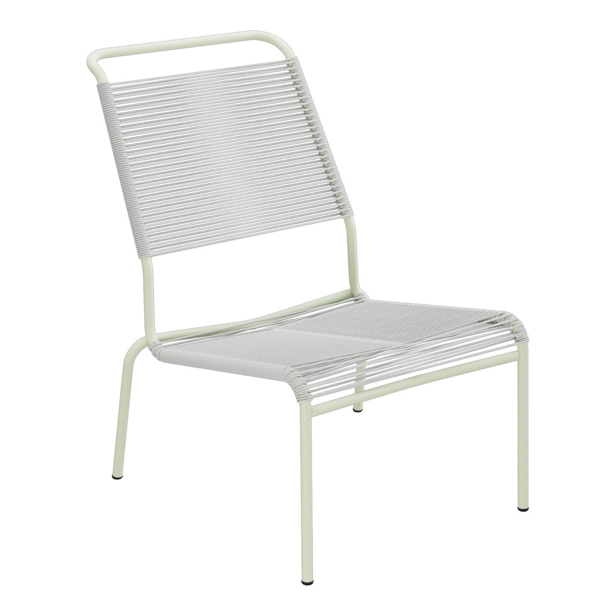 Schaffner Säntis Chaise basse Haut dossier Spaghetti – Gris Argent 78 / Vert Pastel 64