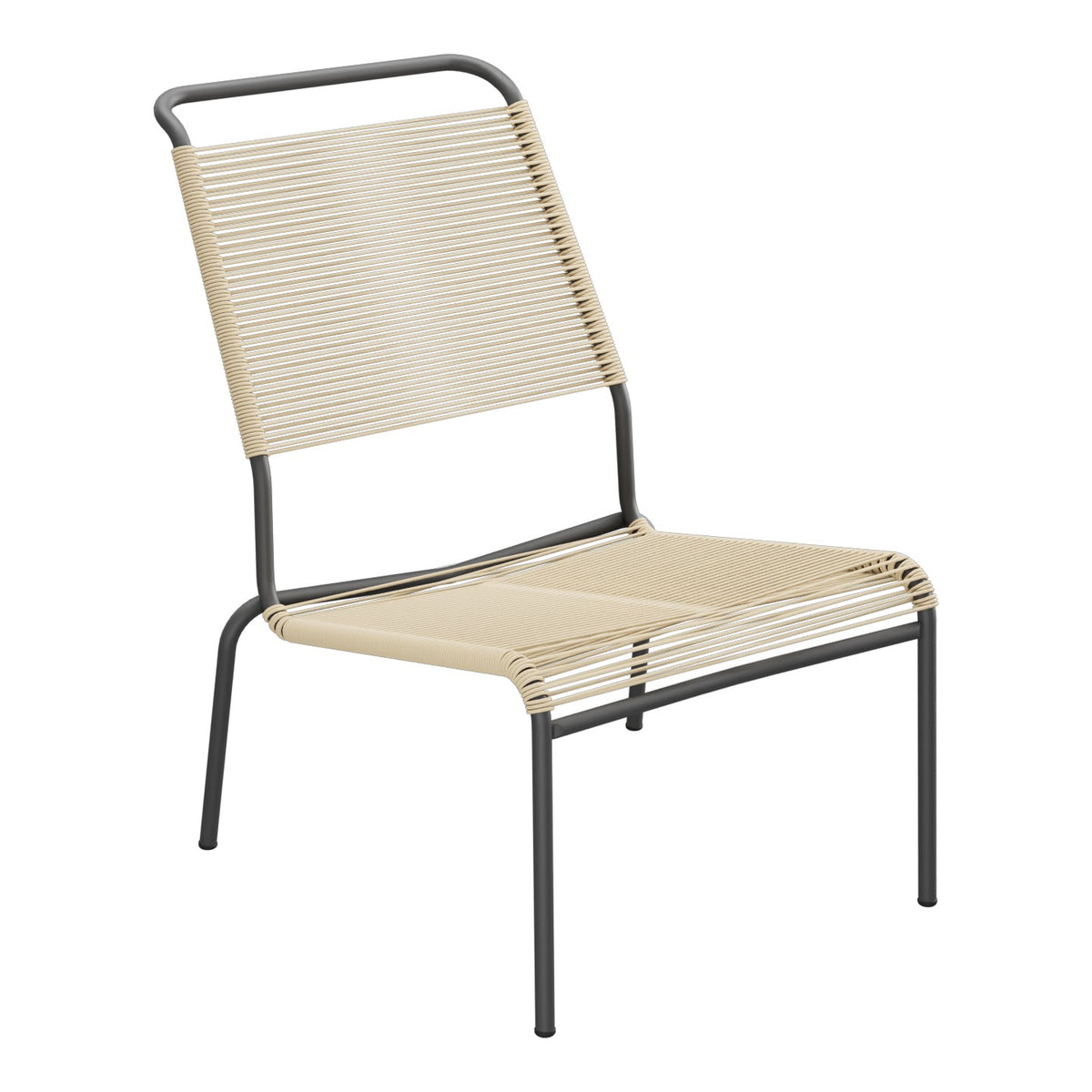 Schaffner Säntis Chaise basse Haut dossier Spaghetti – Marron Pastel 83 / Noir 91