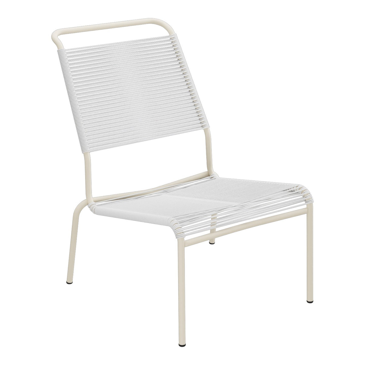 Schaffner Säntis Chaise basse Haut dossier Spaghetti – Blanc 90 / Sable Pastel 15