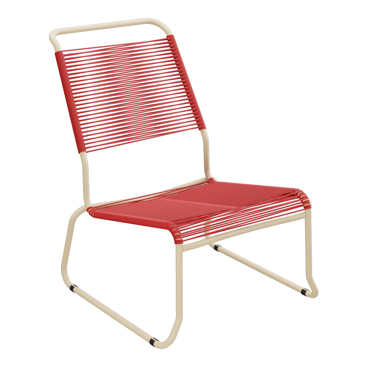 Schaffner Säntis Chaise basse Haut dossier luge Spaghetti – Rouge 30 / Marron Pastel 83