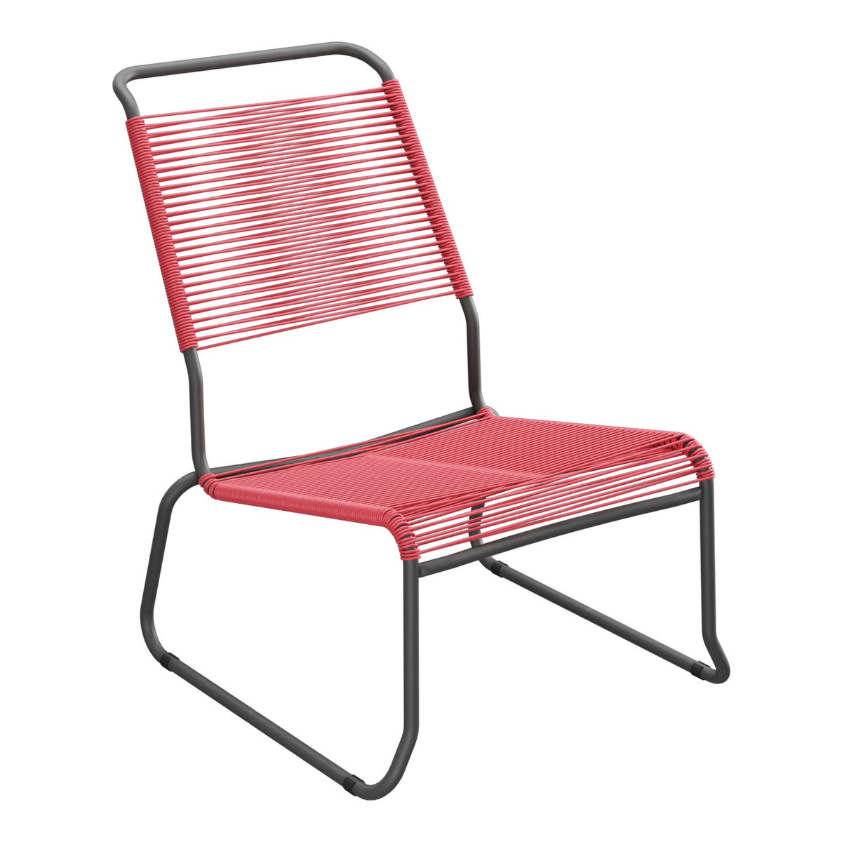 Schaffner Säntis Chaise basse Haut dossier luge Spaghetti – Rouge Érable 33 / Noir 91