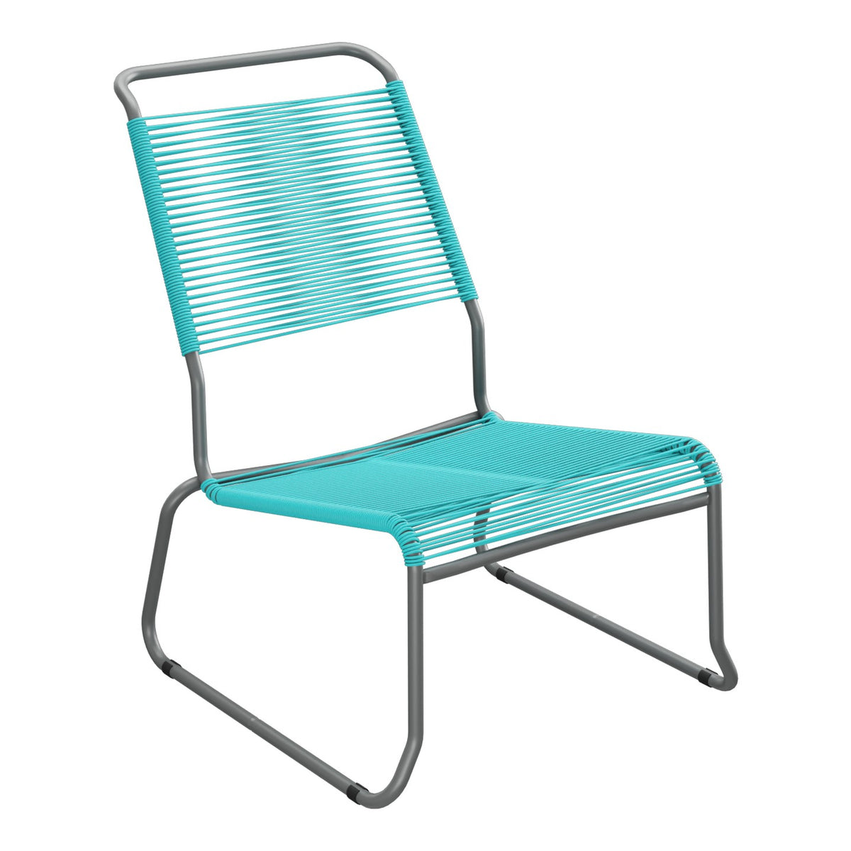 Schaffner Säntis Chaise basse Haut dossier luge Spaghetti – Turquoise 58 / Graphite 73