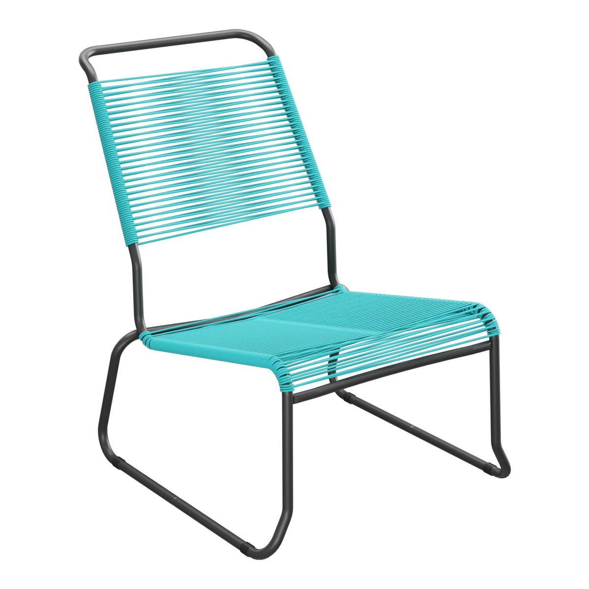 Schaffner Säntis Chaise basse Haut dossier luge Spaghetti – Turquoise 58 / Anthracite 77