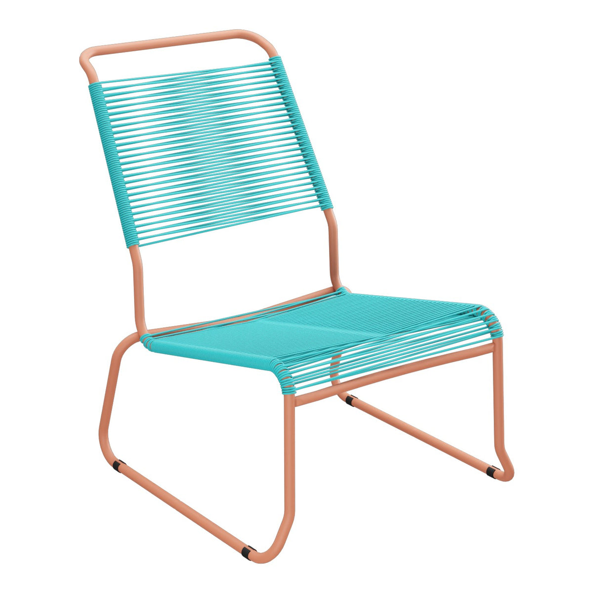 Schaffner Säntis Chaise basse Haut dossier luge Spaghetti – Turquoise 58 / Terracotta 84