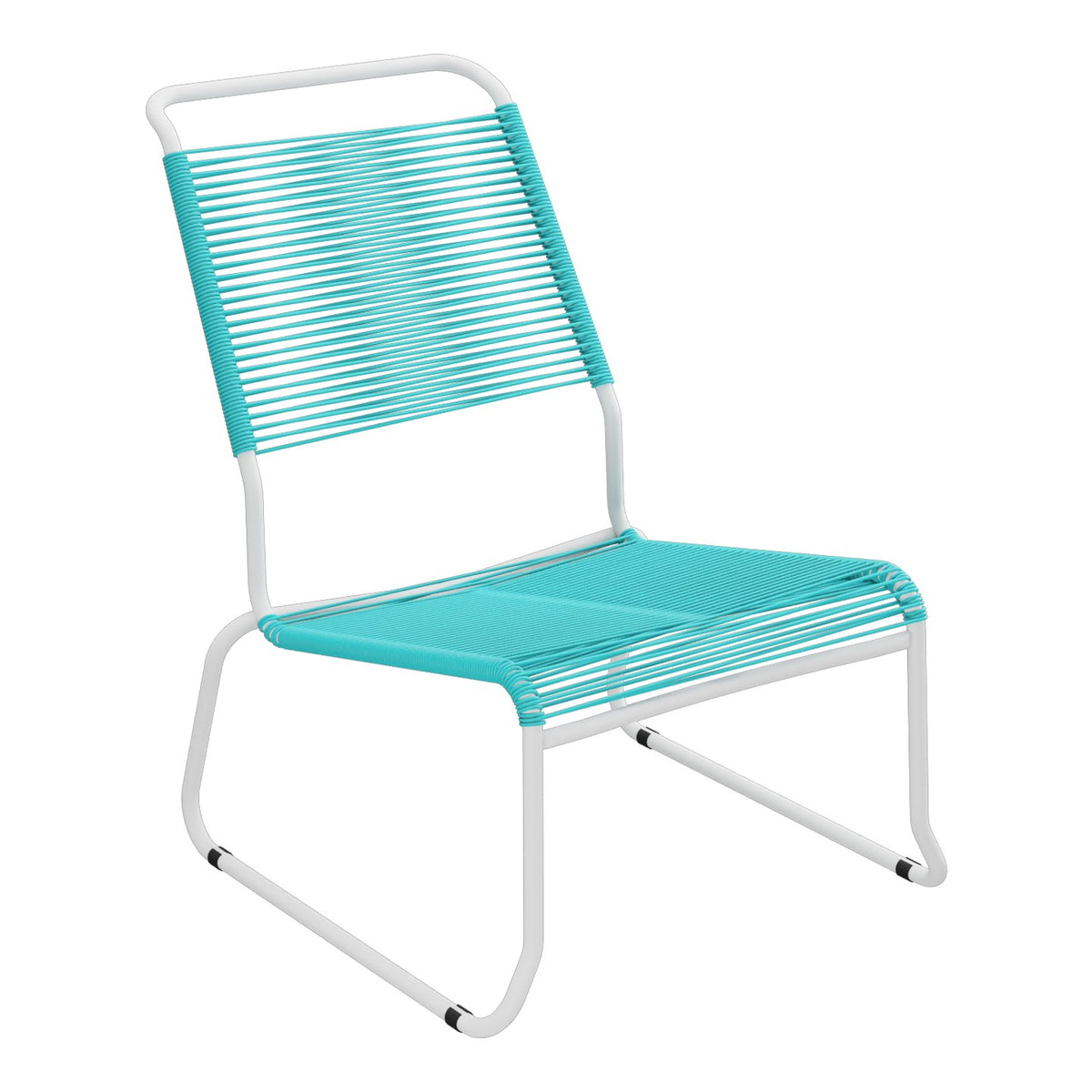 Schaffner Säntis Chaise basse Haut dossier luge Spaghetti – Turquoise 58 / Blanc 90