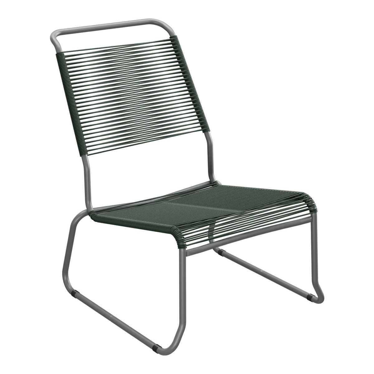 Schaffner Säntis Chaise basse Haut dossier luge Spaghetti – Vert Sapin 66 / Graphite 73