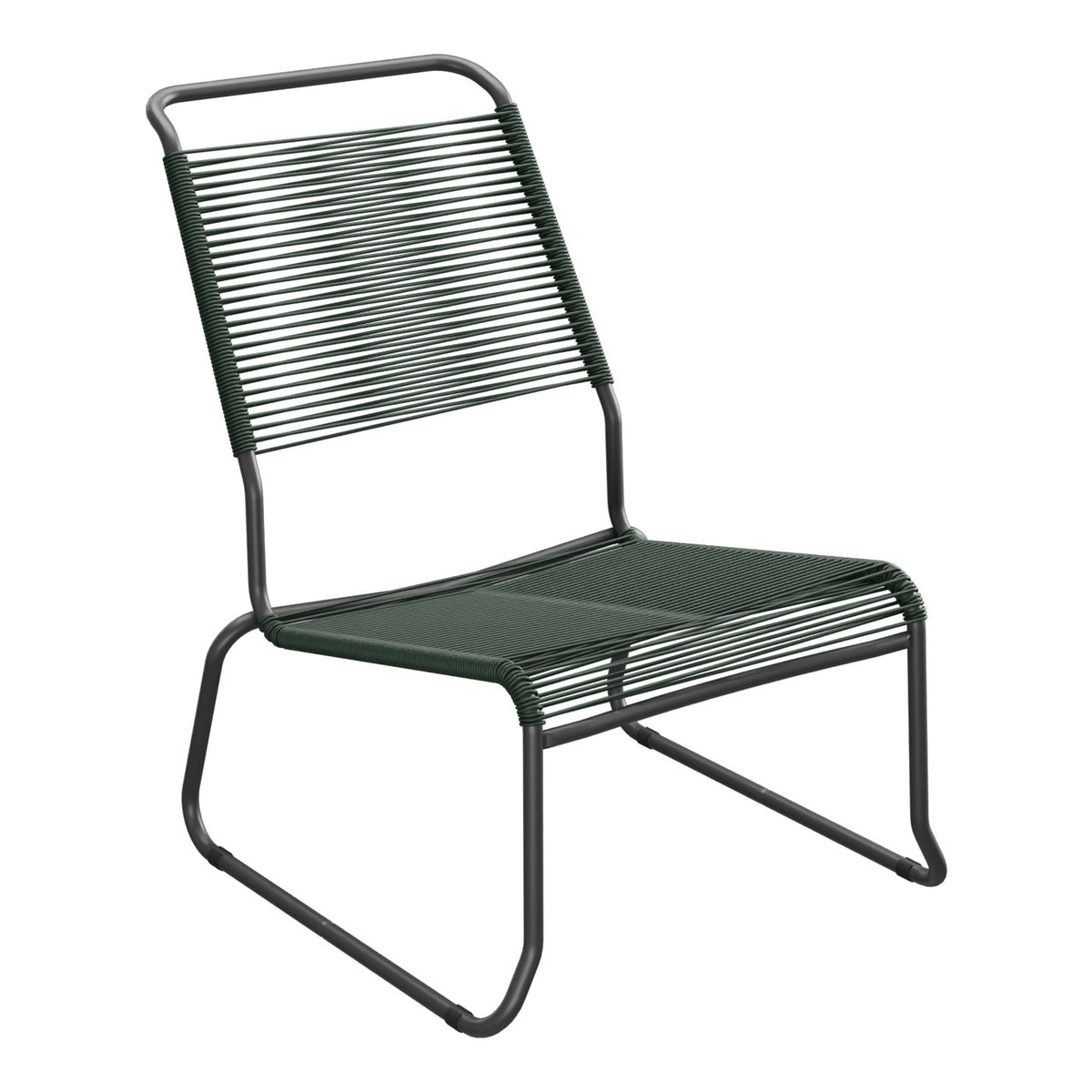 Schaffner Säntis Chaise basse Haut dossier luge Spaghetti – Vert Sapin 66 / Anthracite 77