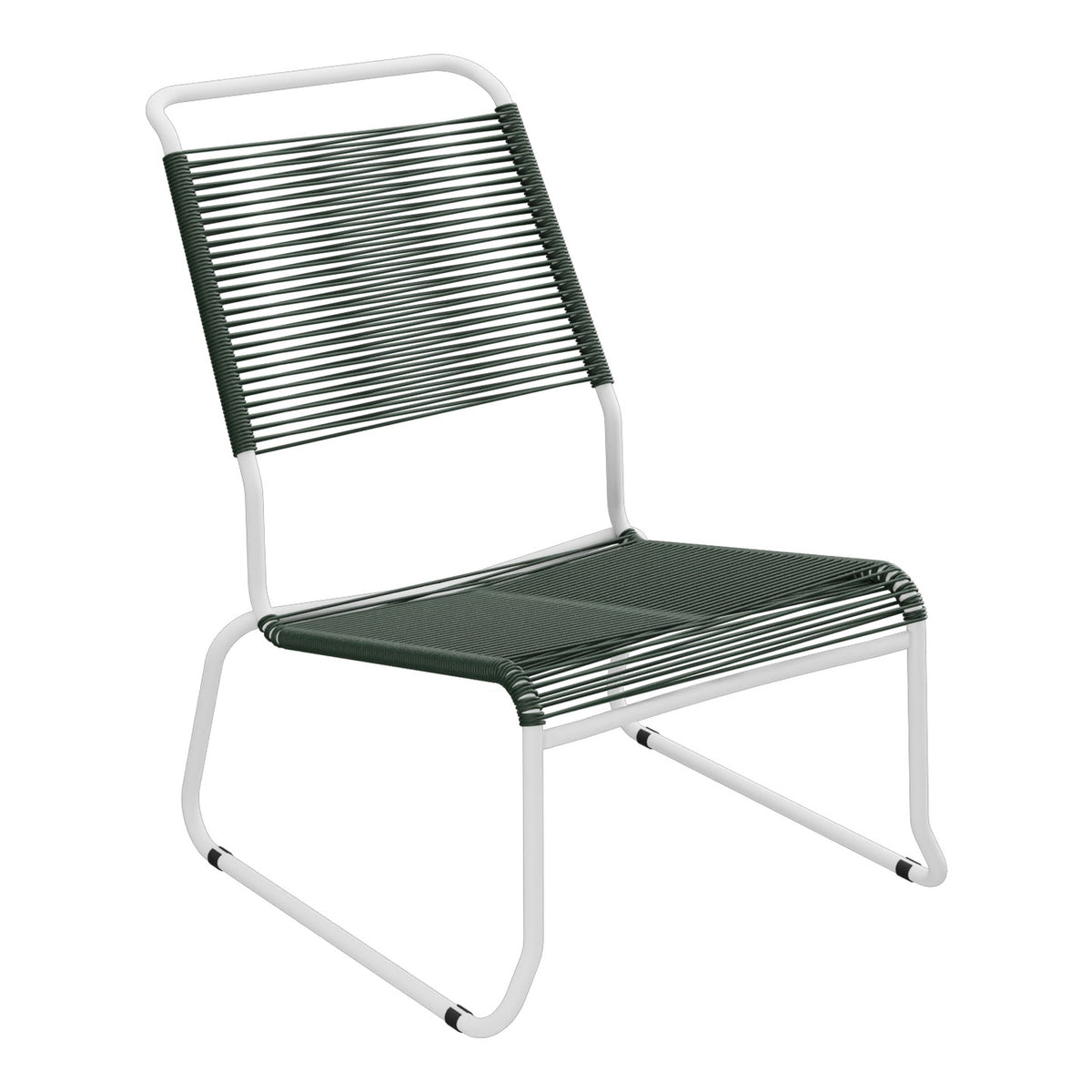 Schaffner Säntis Chaise basse Haut dossier luge Spaghetti – Vert Sapin 66 / Blanc 90