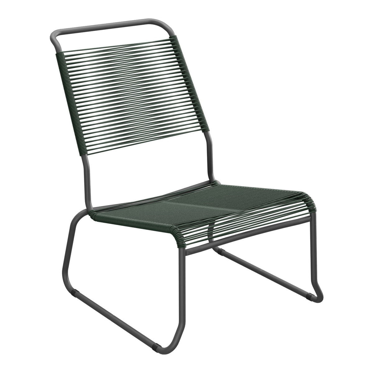 Schaffner Säntis Chaise basse Haut dossier luge Spaghetti – Vert Sapin 66 / Noir 91