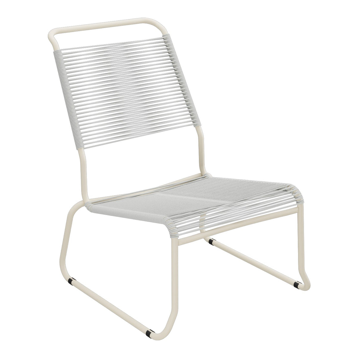 Schaffner Säntis Chaise basse Haut dossier luge Spaghetti – Gris Argent 78 / Sable Pastel 15