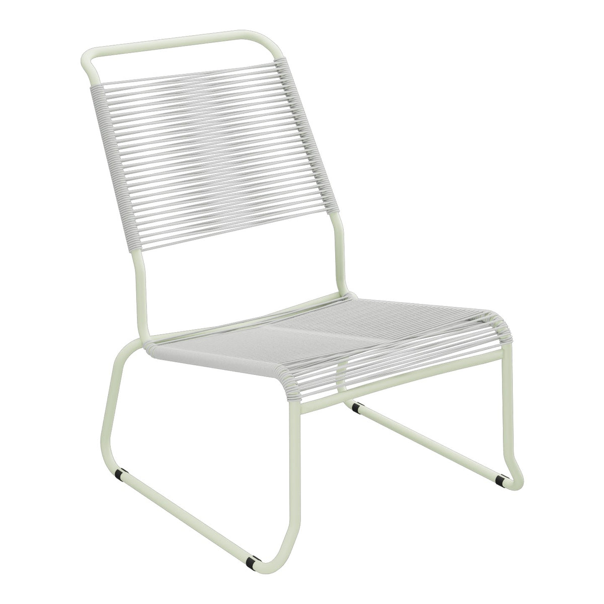 Schaffner Säntis Chaise basse Haut dossier luge Spaghetti – Gris Argent 78 / Vert Pastel 64