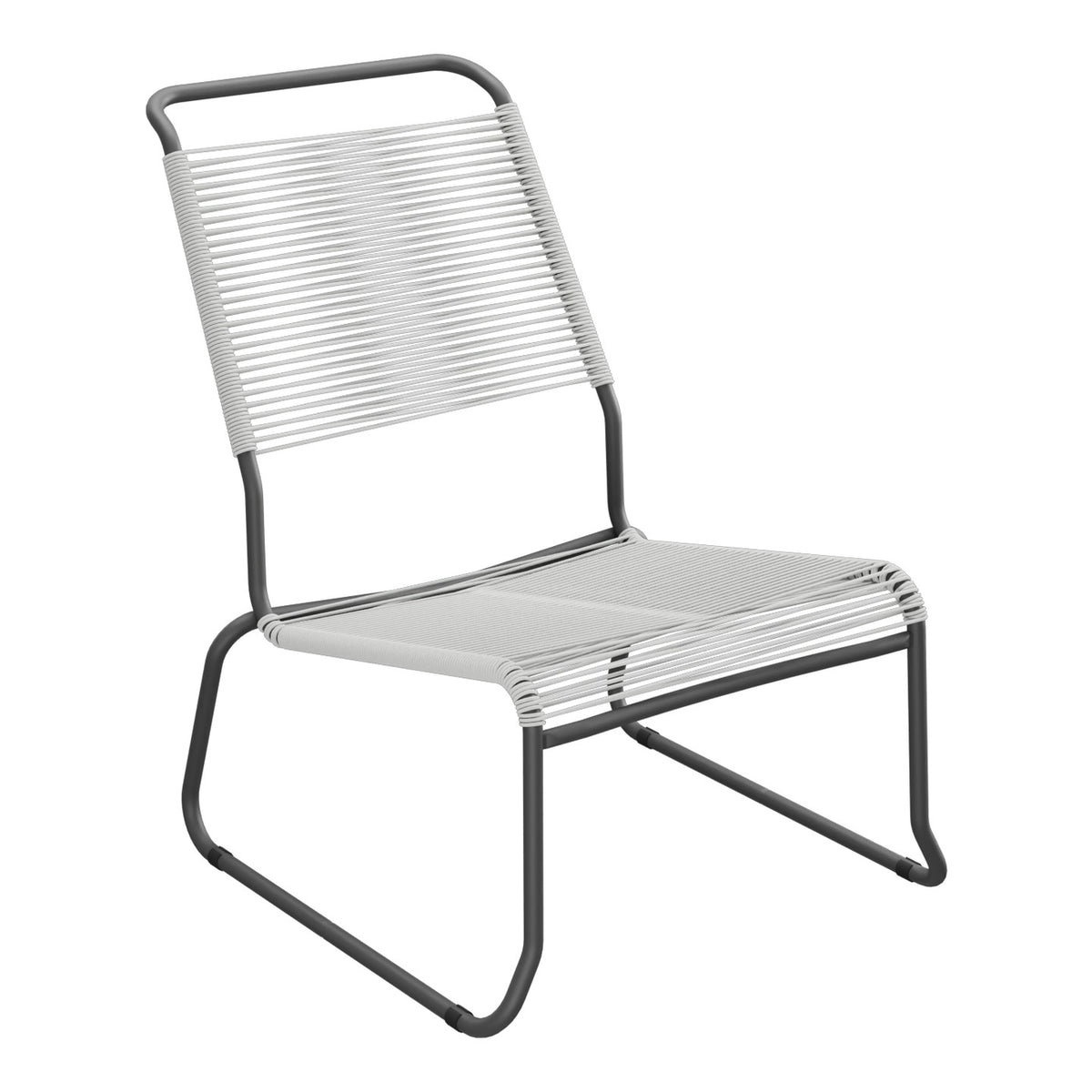 Schaffner Säntis Chaise basse Haut dossier luge Spaghetti – Gris Argent 78 / Noir 91